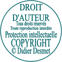 DROIT D`AUTEUR, Tous droits réservés, Toute reproduction est interdite, Protection intellectuelle, COPYRIGHT Didier Desmet